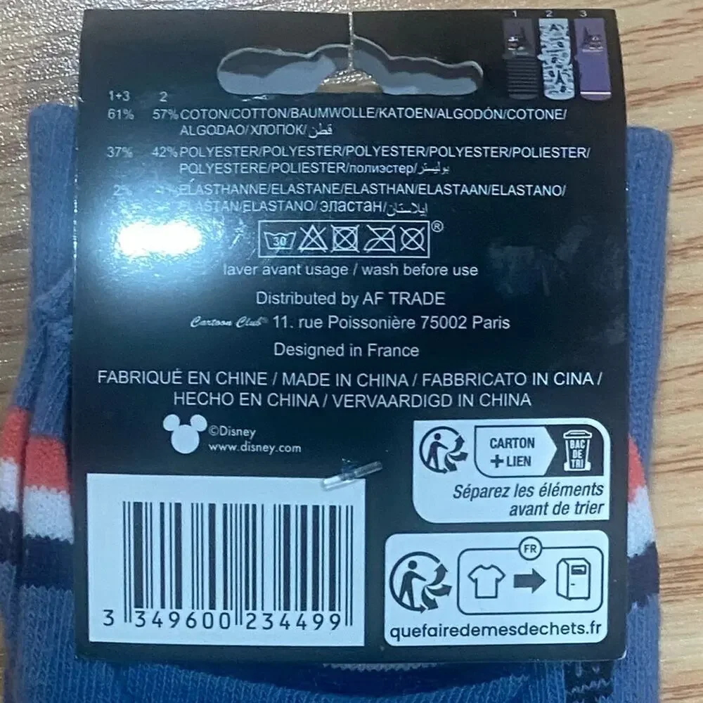 Disney Mickey Mouse bojour Paris Blue Socks
